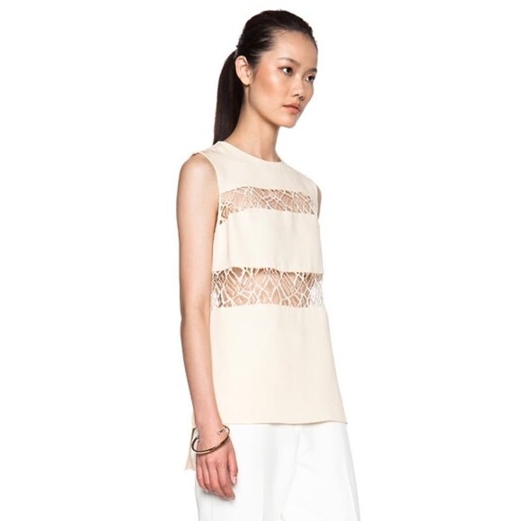 Adam Lippes Moroccan Lace Inset Silk Blouse Size Medium - Picture 13 of 13